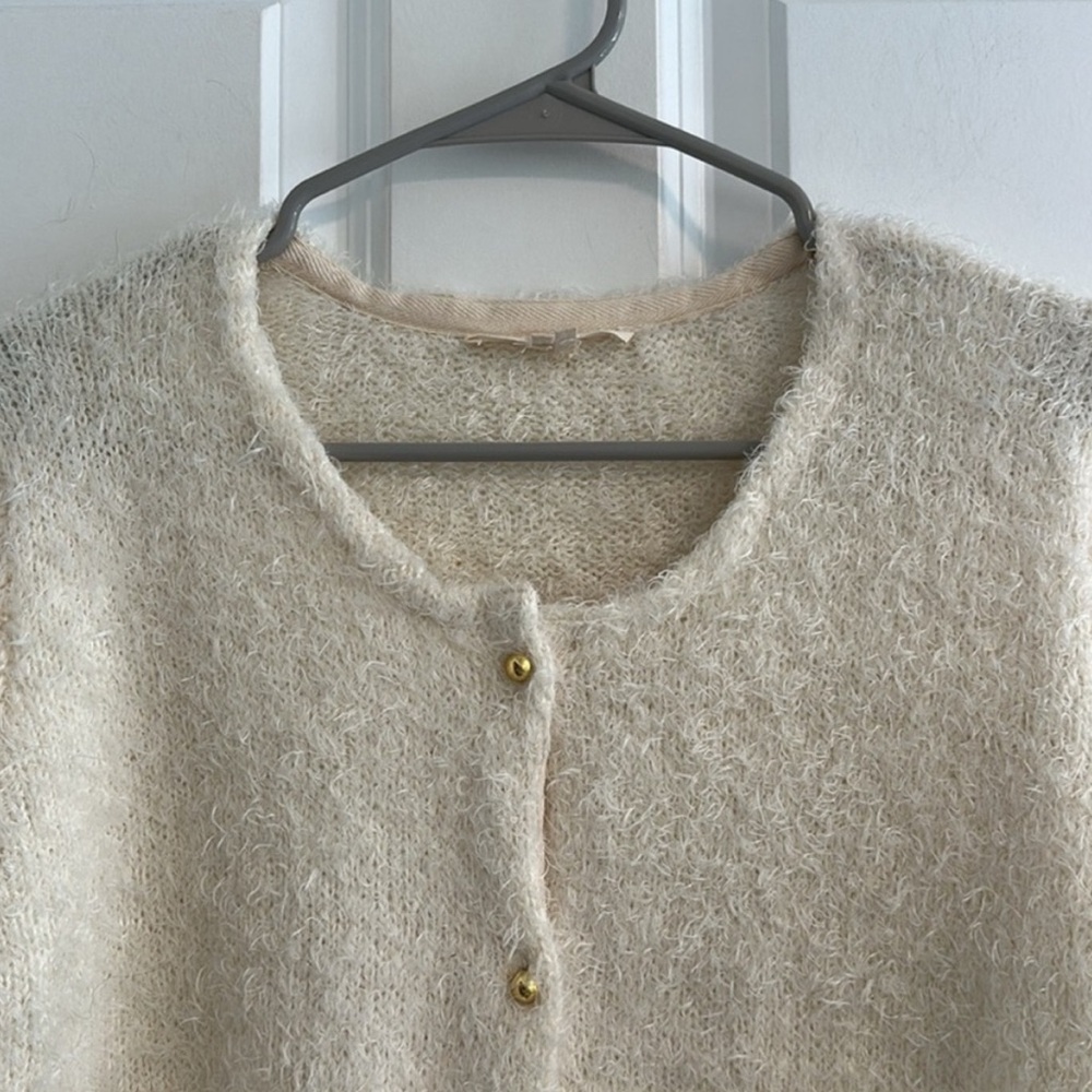 Tulle Cream Cardigan Sweater - Picture 3 of 9